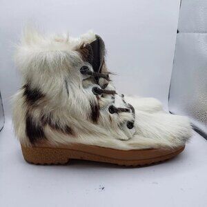 Vintage Womens Mocatem Goat Hair Yeti Size 8 Boots Apres ski Made in France